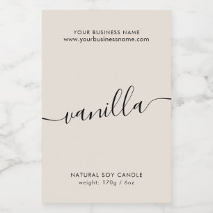 Modern neutral script candle product label