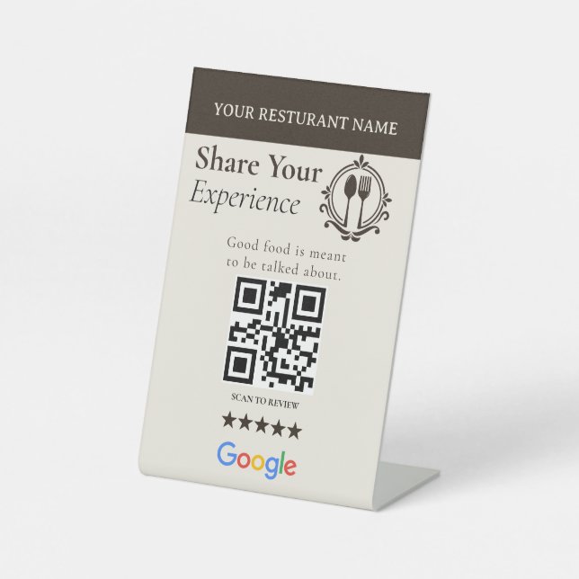 Modern Neutral Share Your Experience QR Code Sign (Front)