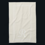Modern Neutral Striped Monogram Personalised  Tea Towel<br><div class="desc">Modern Neutral Striped Monogram Kitchen towel</div>