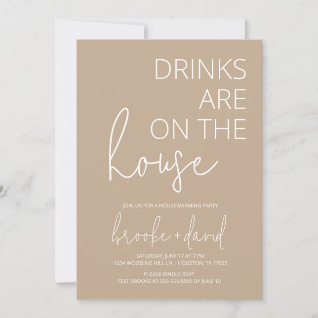 Modern Neutral Tan Housewarming Invitation  (Front)