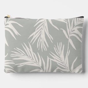 Modern Neutral Tropical Leaves Beach Home Decor Accessory Pouch
