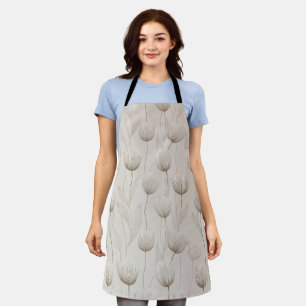 Modern Neutral Tulip Ivory Floral Pattern Apron