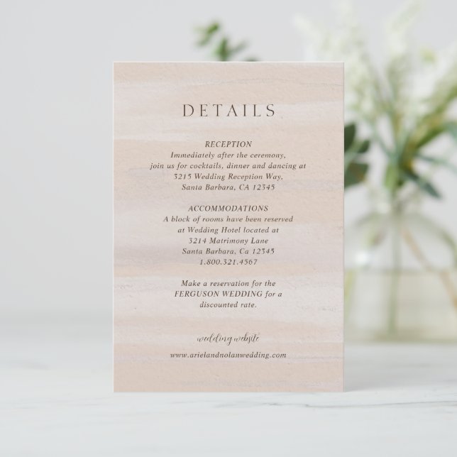 Modern Neutral Watercolor Elegant Wedding Enclosure Card (Standing Front)