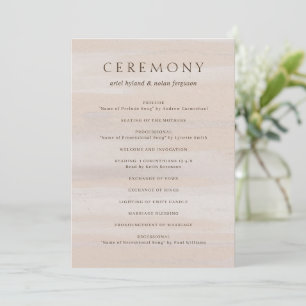 Modern Neutral Watercolor Elegant Wedding Program
