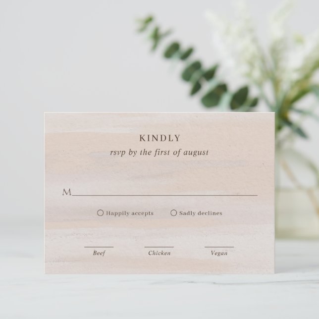 Modern Neutral Watercolor Elegant Wedding RSVP Card (Standing Front)