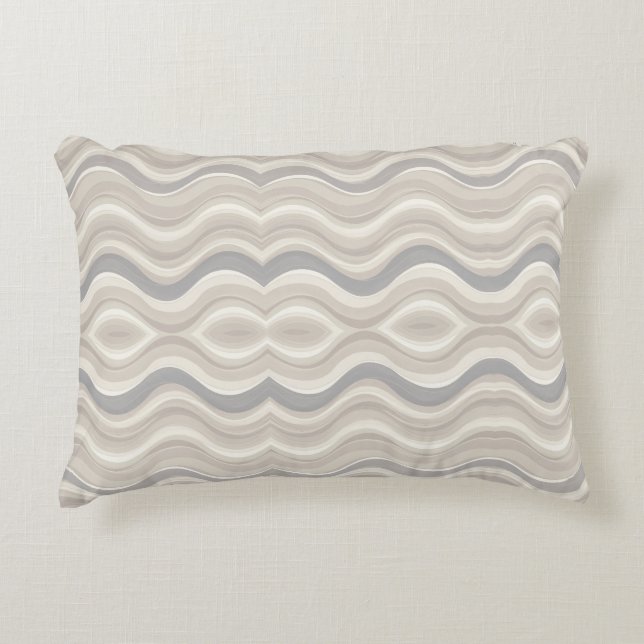 Modern Neutral Wavy Abstract Pattern Decorative Cushion (Front)