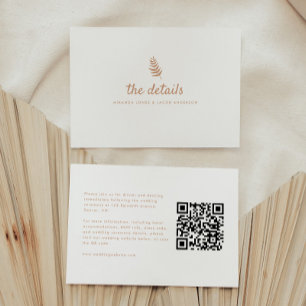 Modern Neutral Wedding Details QR Code Enclosure Card