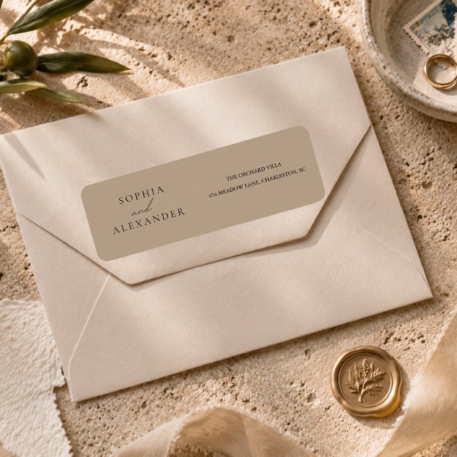 Modern Neutral Wedding Elegant Return Address Label (Creator Uploaded)