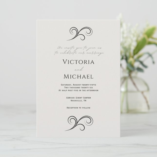 Modern Neutral Wedding Invitation (Standing Front)