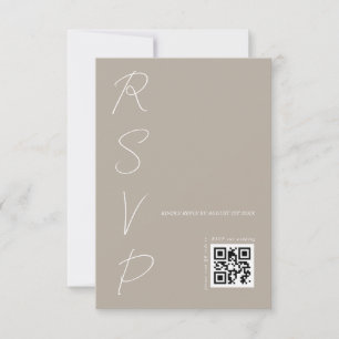 Modern Neutral Wedding QR code RSVP Card