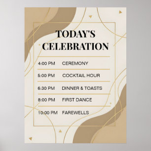 Modern Neutral Wedding Timeline Sign