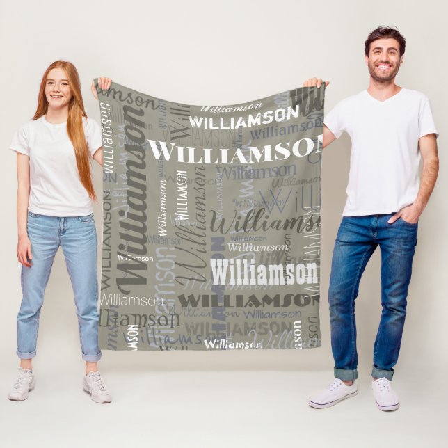 Modern Neutrals Extra Long Name Repeating Pattern Fleece Blanket (In Situ)