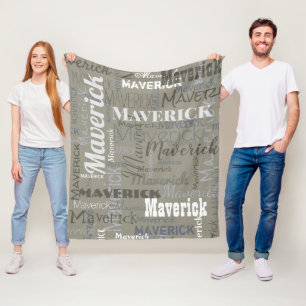 Modern Neutrals Long Name Repeating Pattern Fleece Blanket