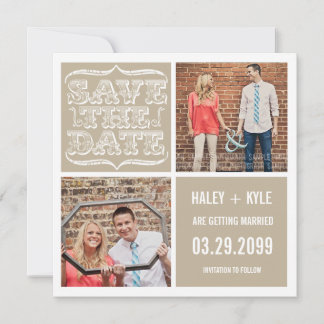 Modern NEUTRALS Save the Date Square Photo Cards