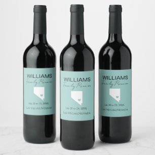 Modern Nevada Map Vacation Family Reunion Wine Label