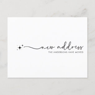 Modern New Address Handwritten Script Star Postcard