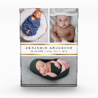 Modern New Baby Birth Stats Photo Collage