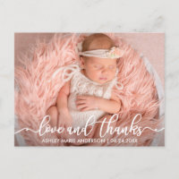 Modern New Baby Love and Thanks Photo Wht