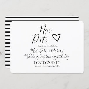 Modern New Date Postponement Cancellation Wedding Invitation