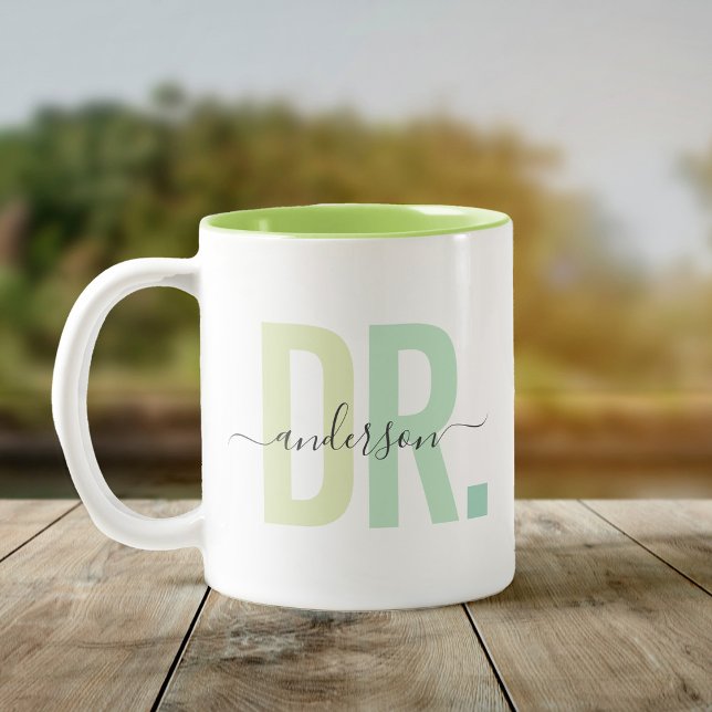 Modern New Doctor PhD Custom Name Appreciation Two-Tone Coffee Mug (Creator Uploaded)