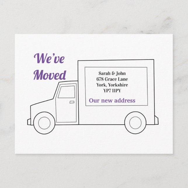 Modern New Home Address We’ve Moved Purple Announcement Postcard (Front)