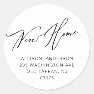 Modern New Home Return Address Classic Round Stick Classic Round Sticker
