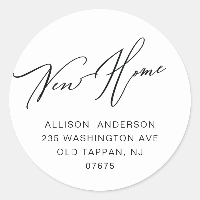 Modern New Home Return Address Classic Round Stick Sticker (Front)