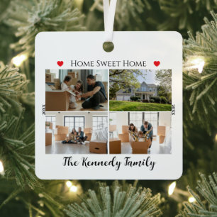 Modern new home sweet home Custom Photo Collage Metal Tree Decoration