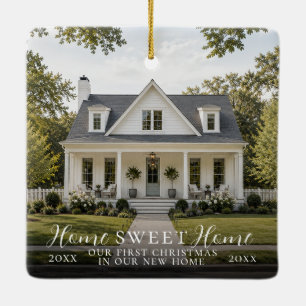 Modern New Home Sweet Home First Christmas Photo  Ceramic Ornament