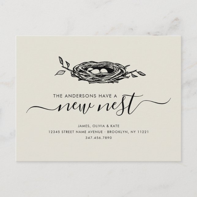 Modern New Nest Home Change of Address Moving Announcement Postcard (Front)