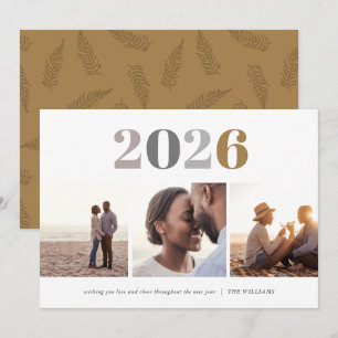 Modern New Year 3 Photo Holiday Card