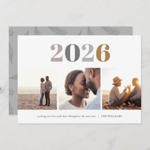 Modern New Year   3 Photo Holiday Card