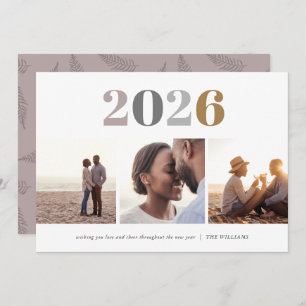 Modern New Year 3 Photo Holiday Card