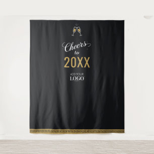 Modern New Year Business Logo Black Photo Backdrop Tapestry