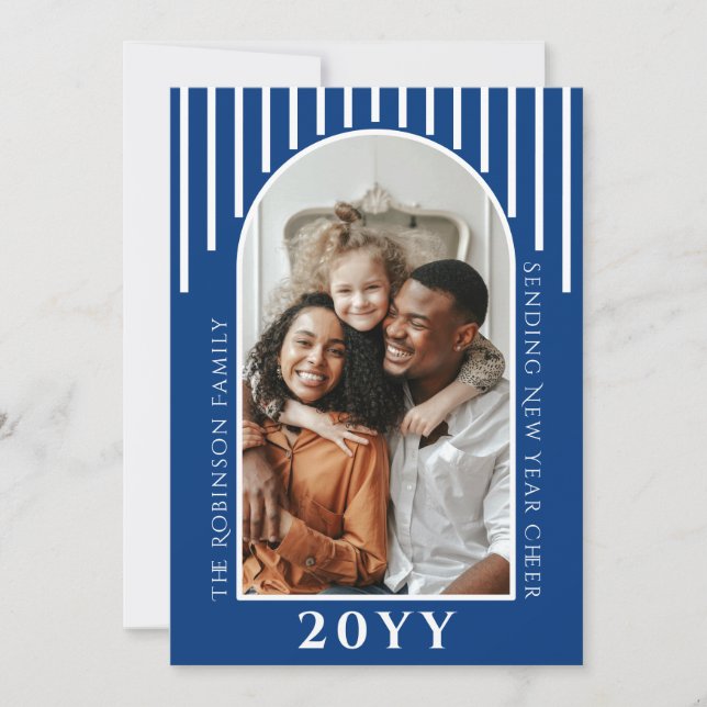 Modern New Year Cheer Photo Card Message on Back (Front)