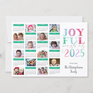 Modern New Year Photo Collage 2025 Calendar JOYFUL Holiday Card
