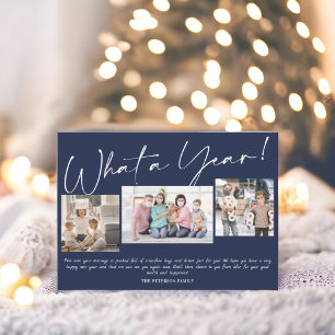 Modern New Year what a year script 3 photos Card