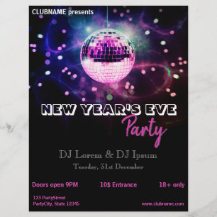 Modern New Year's Eve Disco Ball Party Flyer