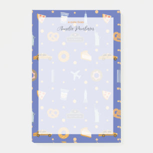 Modern New York City Pattern Royal Blue Name Post-it Notes