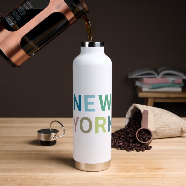Modern New York Colourful Text    Water Bottle (Coffee)
