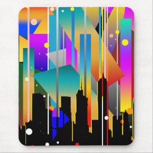 Modern New York Geometrical Shapes Abstract Mouse Pad