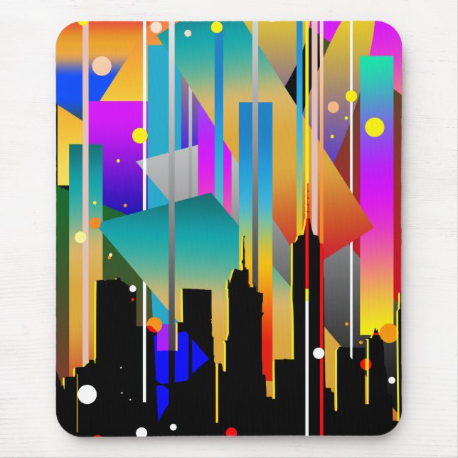 Modern New York Geometrical Shapes Abstract Mouse Pad (Front)