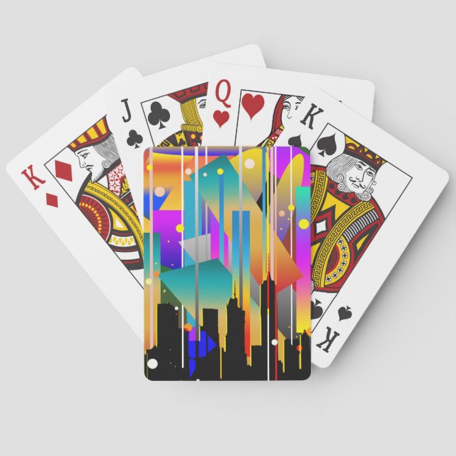 Modern New York Geometrical Shapes Abstract Playing Cards (Back)