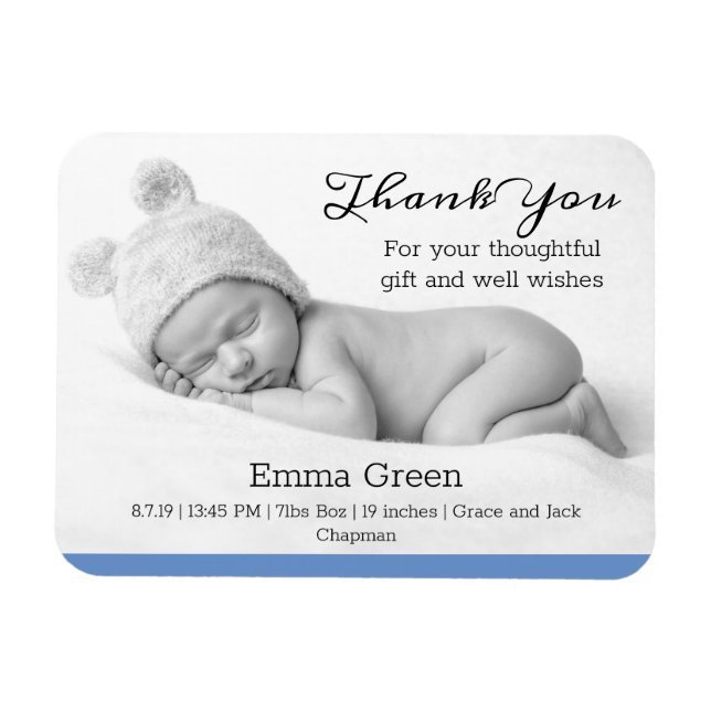 Modern Newborn Baby Photo Thank You Magnet (Horizontal)
