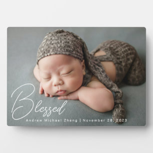 Modern Newborn Photo Tabletop Plaque with Easel