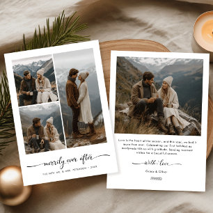 Modern Newlywed Merrily Ever After Christmas Photo Holiday Card