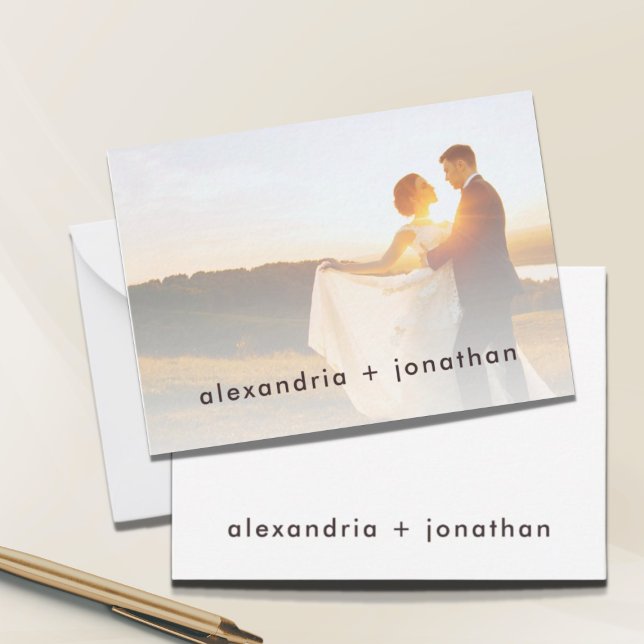  Modern Newlywed’s Thank You Note Photo Card (Creator Uploaded)