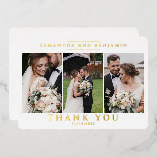 Modern Newlyweds 3 Photo Wedding Thank You