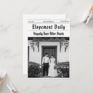 modern newspaper newlyweds elopement announcements