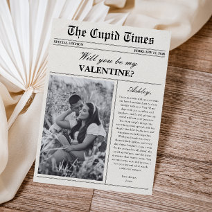 Modern Newspaper Photo Valentine's Day Card
